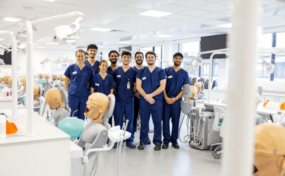 Group of students in clinical teaching lab